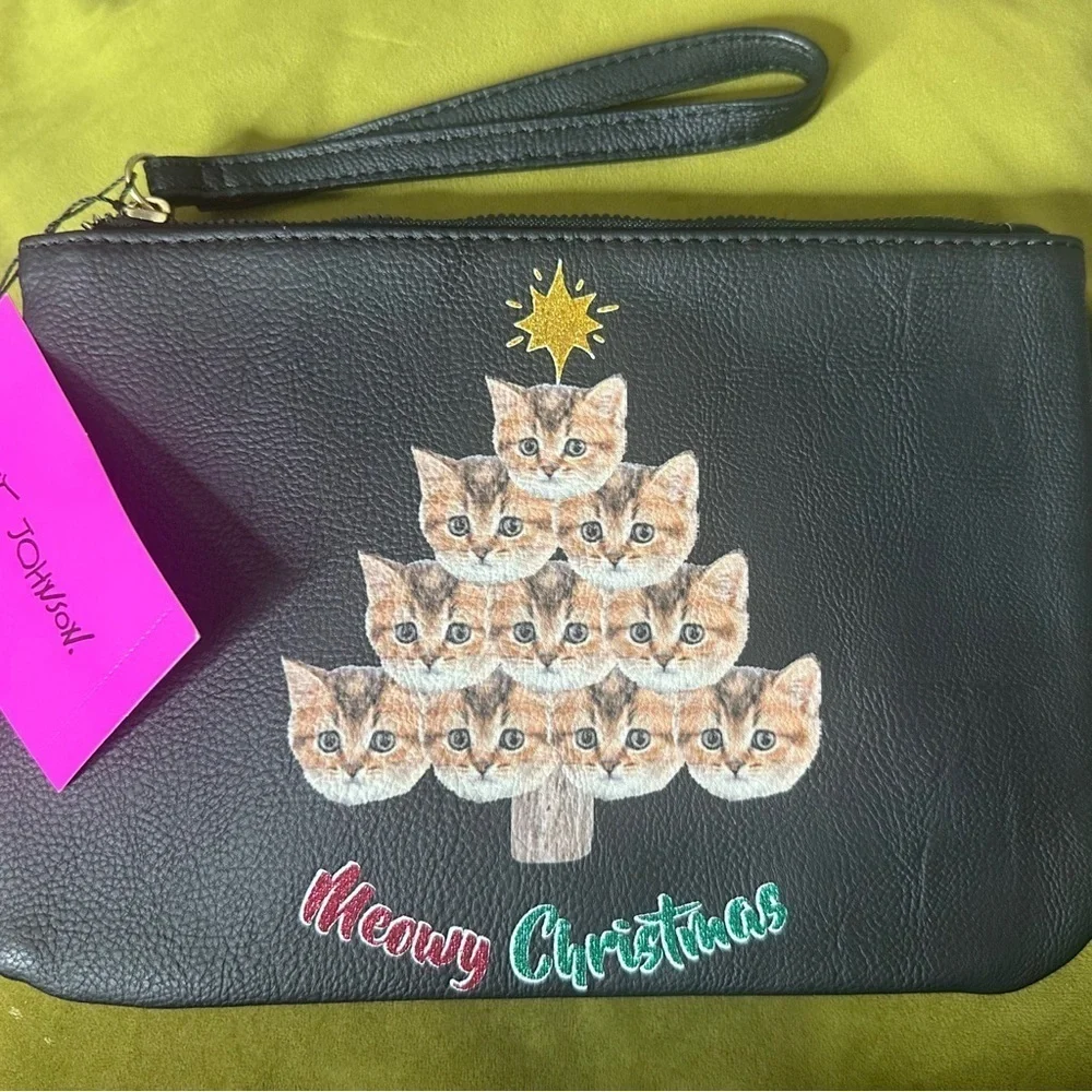 Betsey Johnson Cat Christmas Wristlet NWT